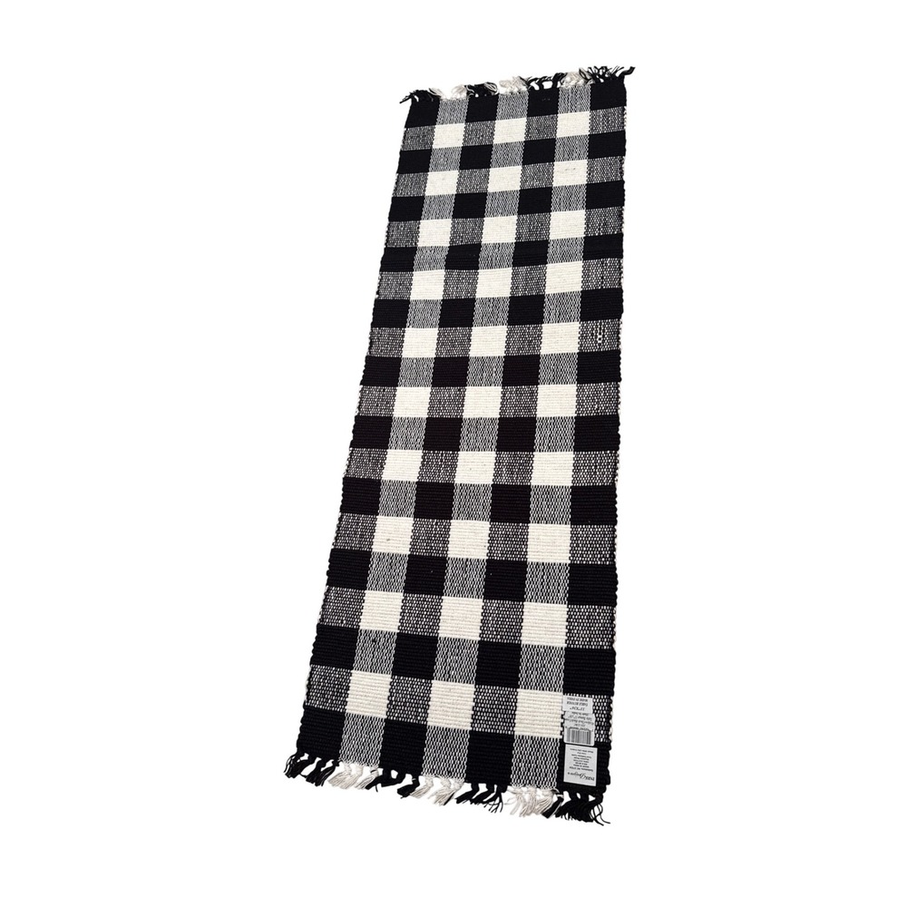 Park Designs Wicklow Check Black Cream Buffalo Plaid Table Runner 13x36 Cotton